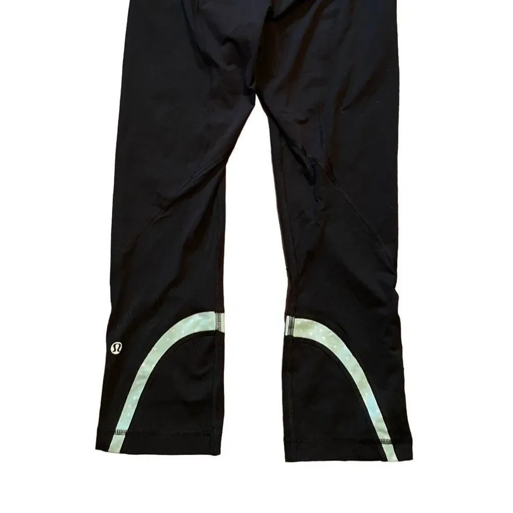 Lululemon Run: Inspire Crop II Black / Mint Moment Polk  a Dot Size 6 - Picture 5 of 5